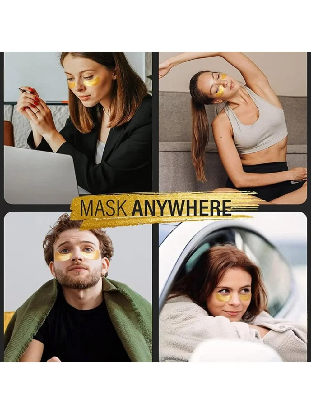 24K Gold Under Eye Patches - 25 Pairs, Collagen Eye Masks for Dark Circles